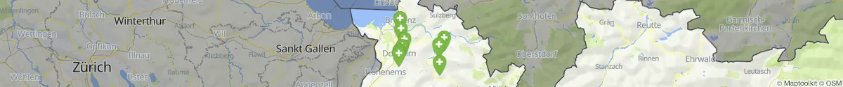 Kartenansicht für Apotheken-Notdienste in der Nähe von Lingenau (Bregenz, Vorarlberg)